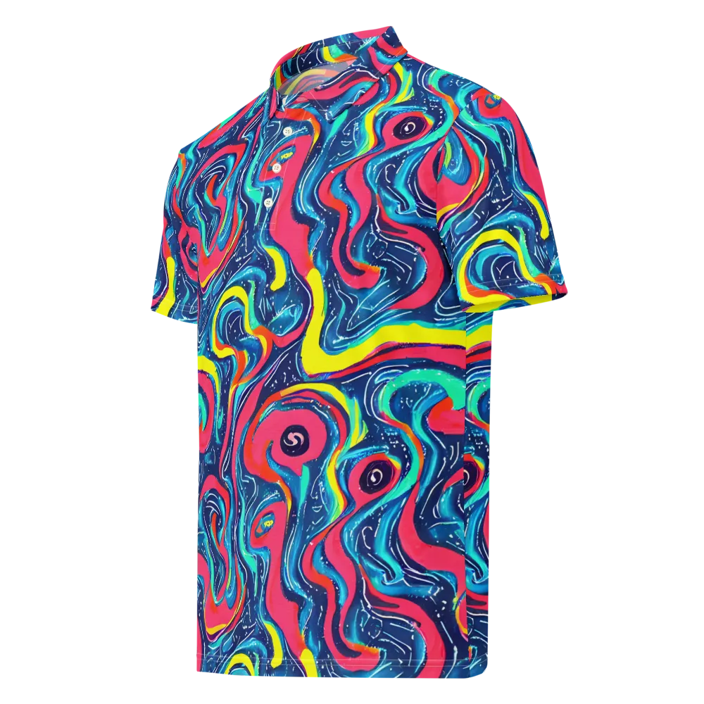 Electric Inkblot on Men's Slim Fit Polo Shirt — Left Front