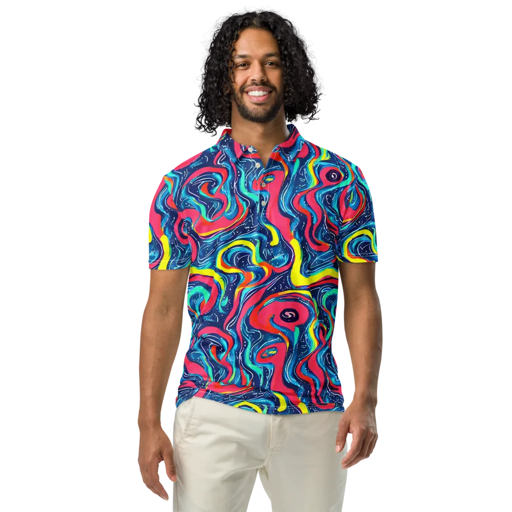 Electric Inkblot on Men's Slim Fit Polo Shirt — Front
