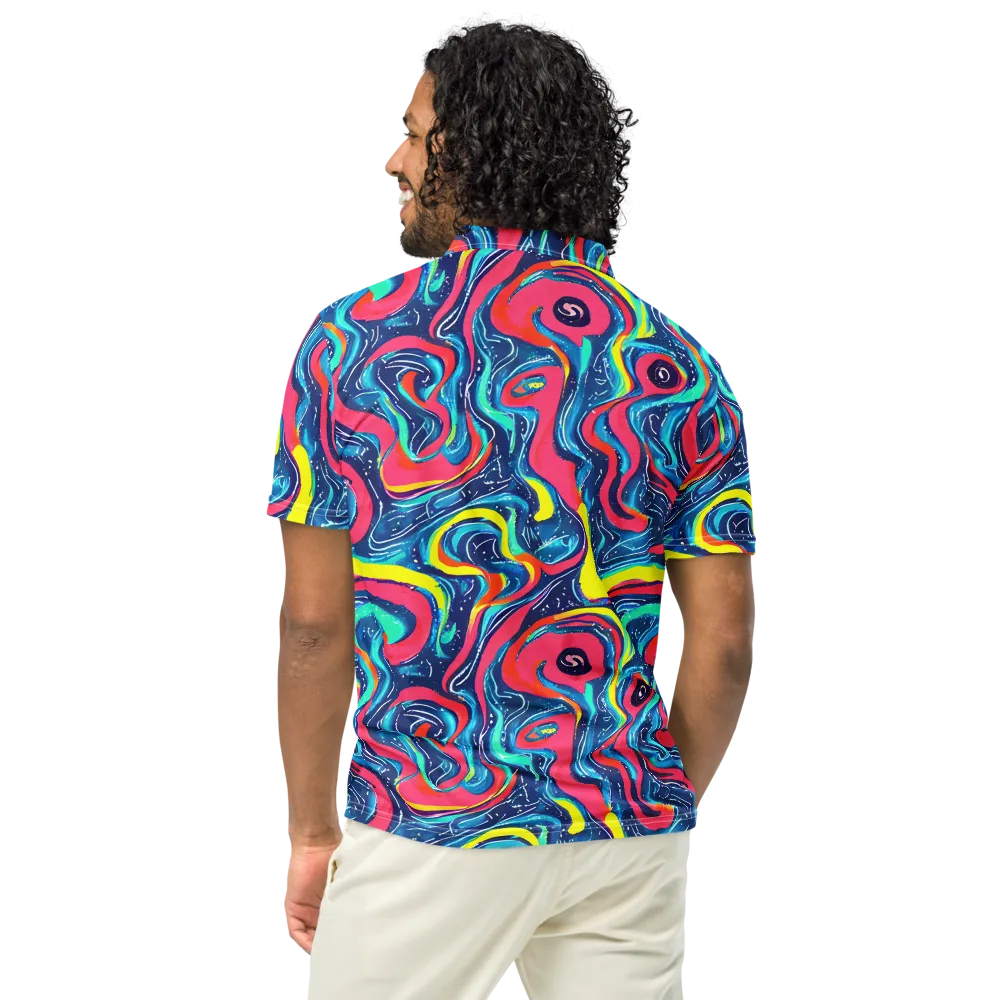 Electric Inkblot on Men's Slim Fit Polo Shirt — Back