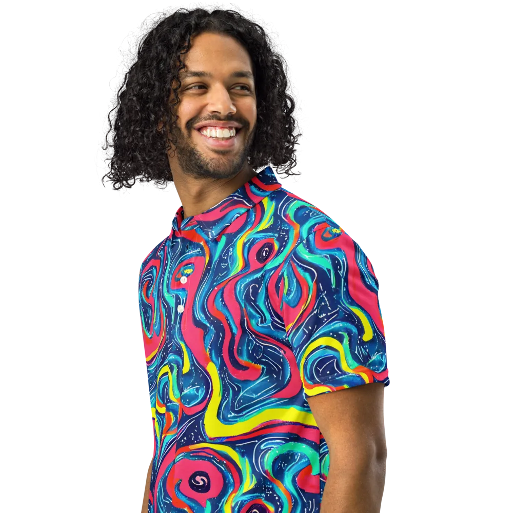 Electric Inkblot on Men's Slim Fit Polo Shirt — Left Front