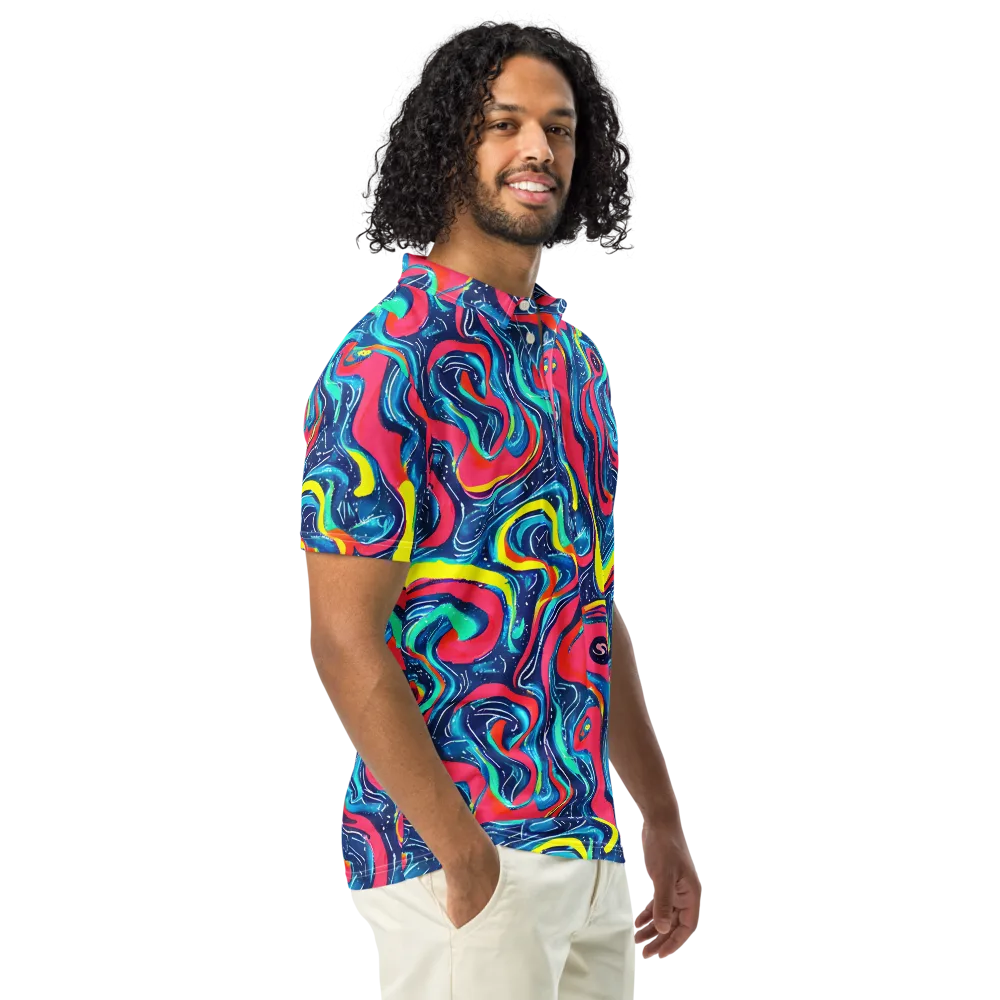 Electric Inkblot on Men's Slim Fit Polo Shirt — Right Front