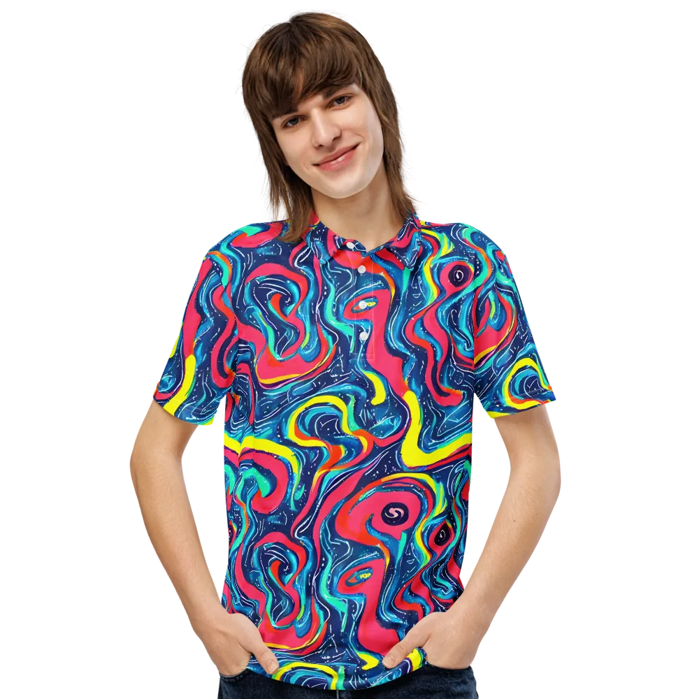 Electric Inkblot on Men's Slim Fit Polo Shirt — Front