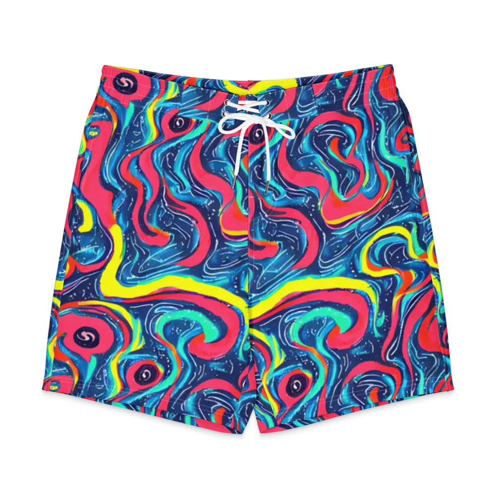 Electric Inkblot on Men's Board Shorts — Front