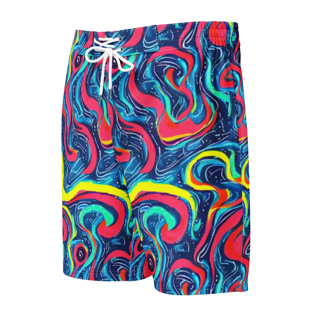 Electric Inkblot on Men's Board Shorts — Front