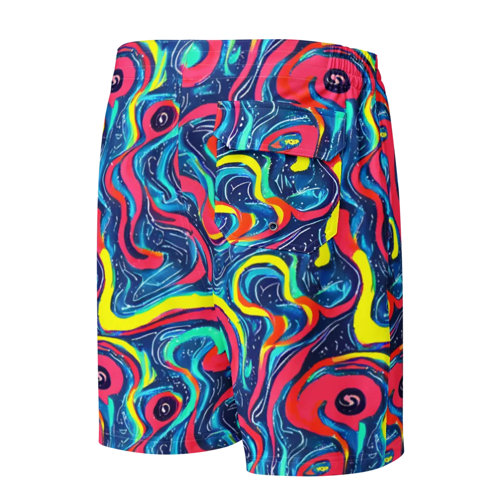 Electric Inkblot on Men's Board Shorts — Back