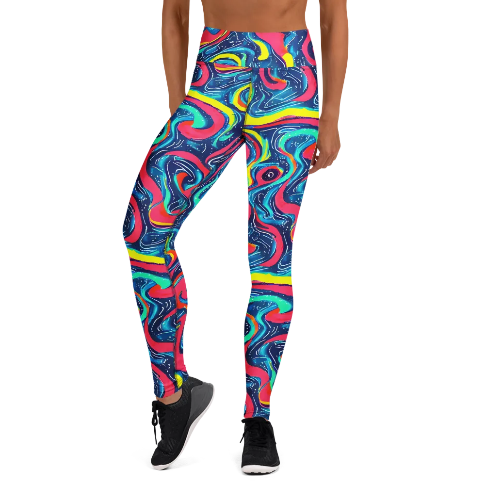Electric Inkblot on Yoga Leggings — Front