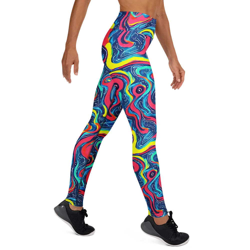 Electric Inkblot on Yoga Leggings — Right