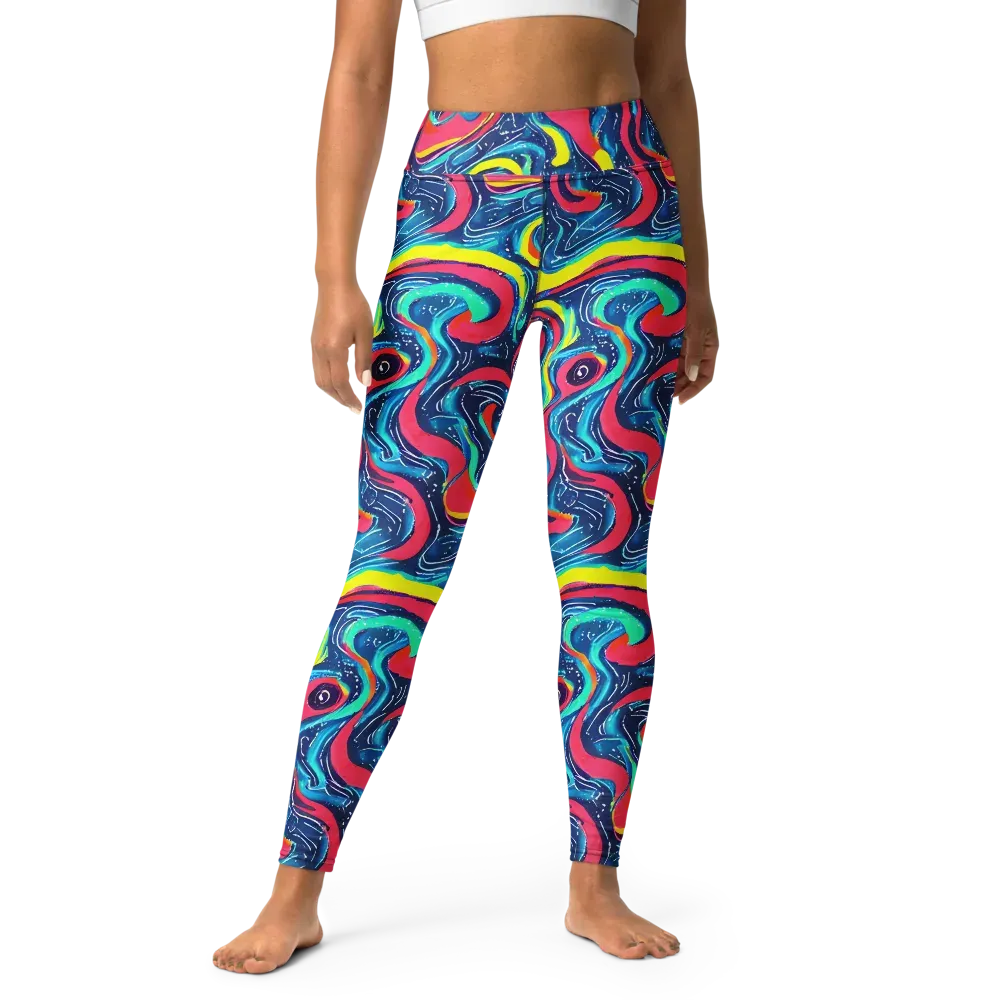 Electric Inkblot on Yoga Leggings — Front