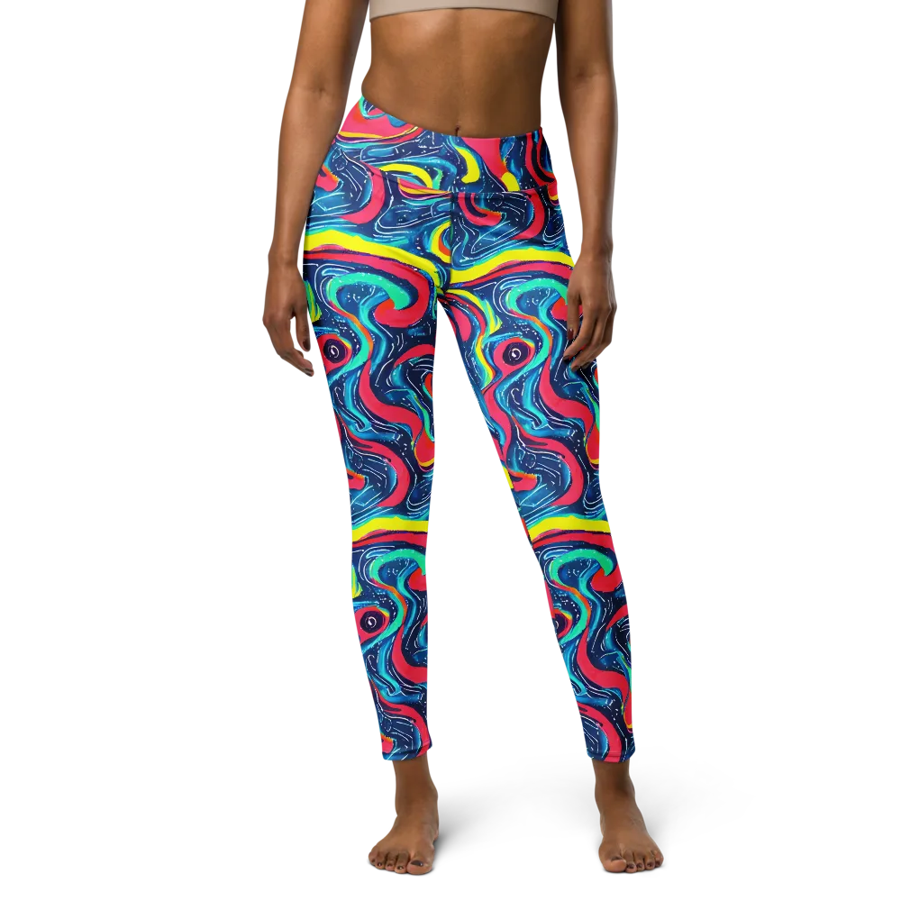 Electric Inkblot on Yoga Leggings — Front