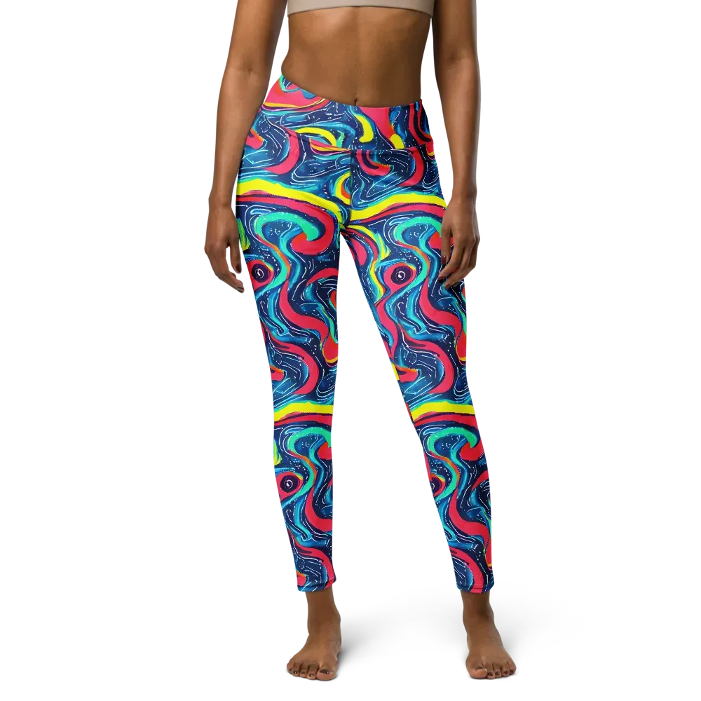 Electric Inkblot on Yoga Leggings — Front