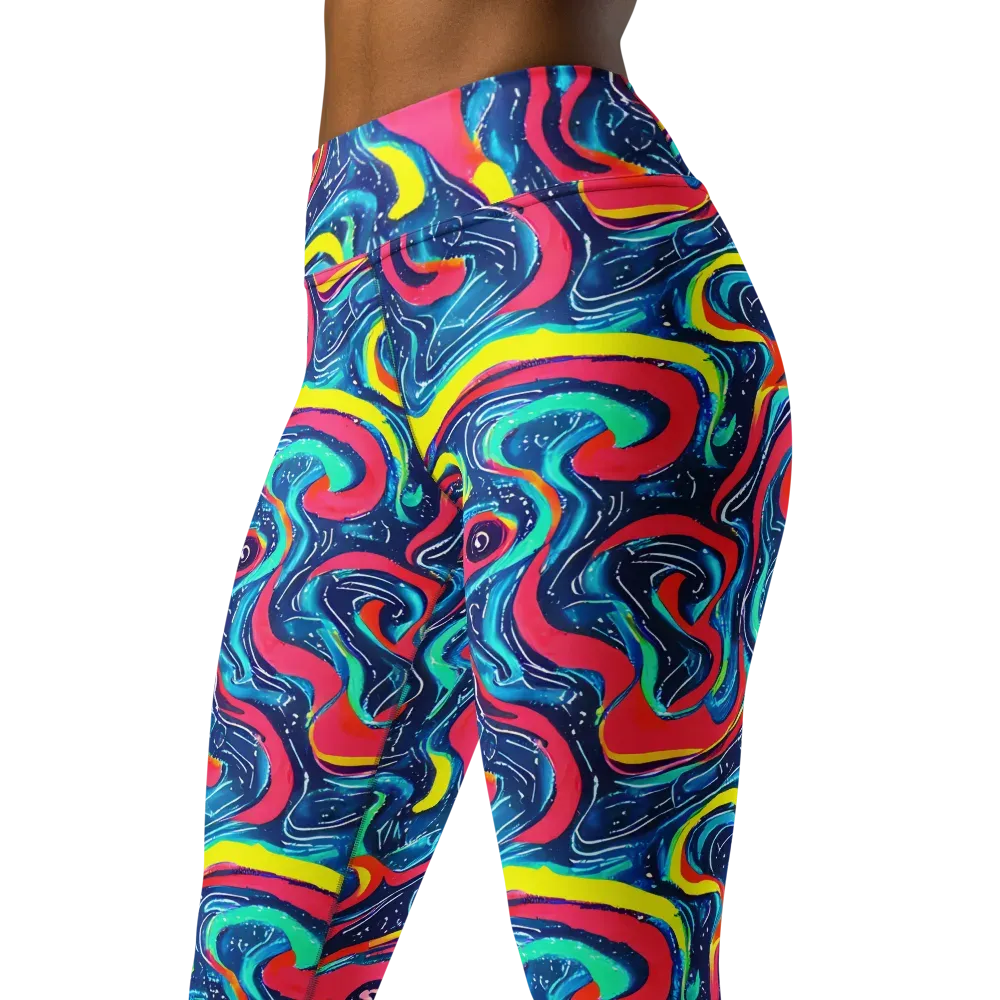 Electric Inkblot on Yoga Leggings — Left Front