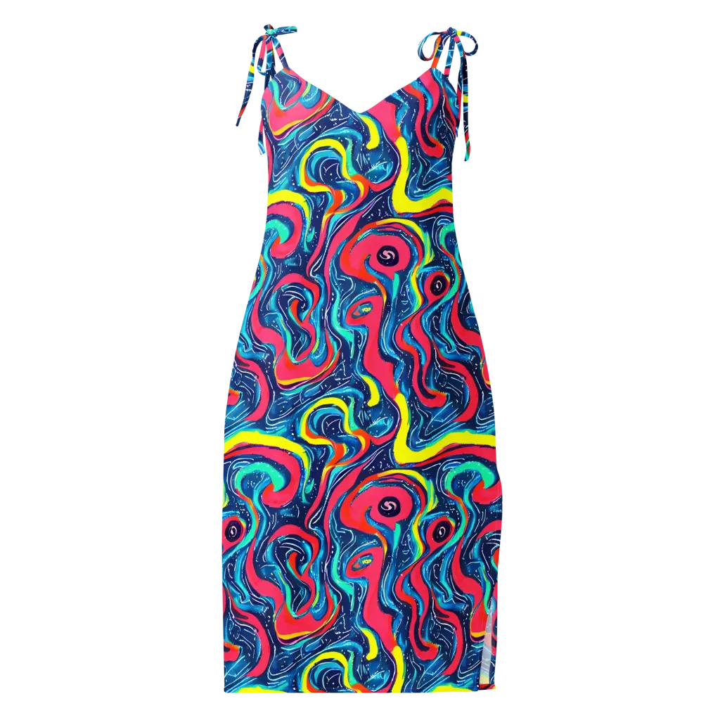 Electric Inkblot on Slip Dress — Front