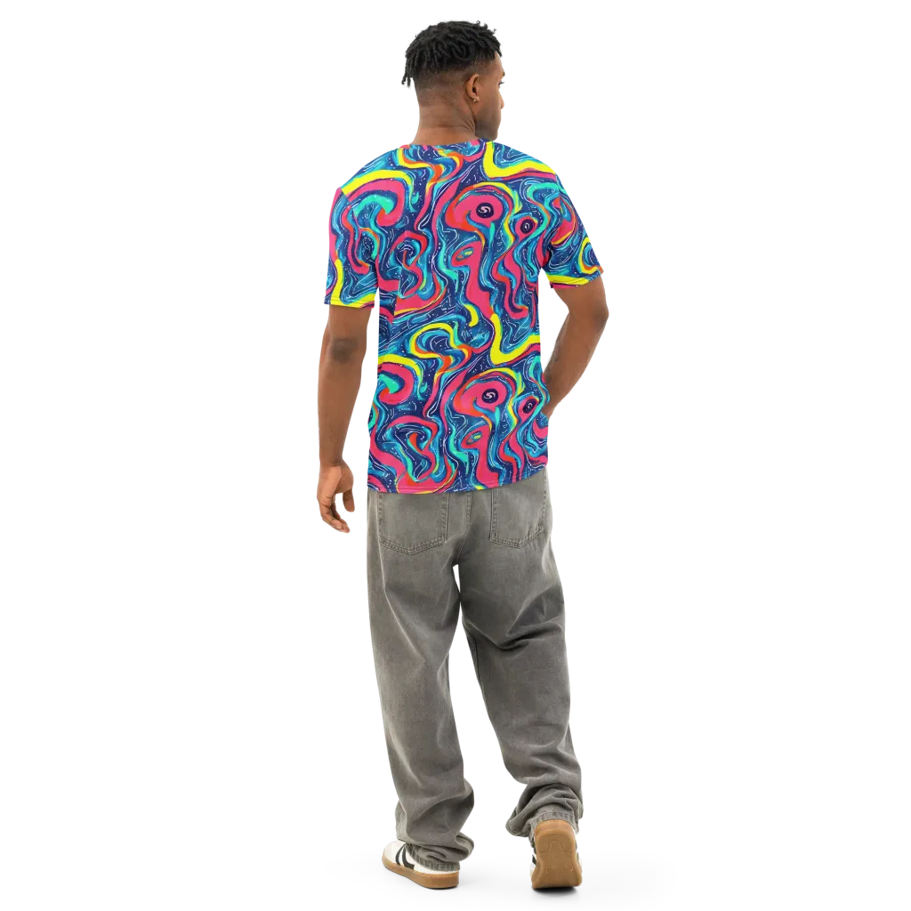 Electric Inkblot on Men's Cotton Crew Neck T-Shirt — Back