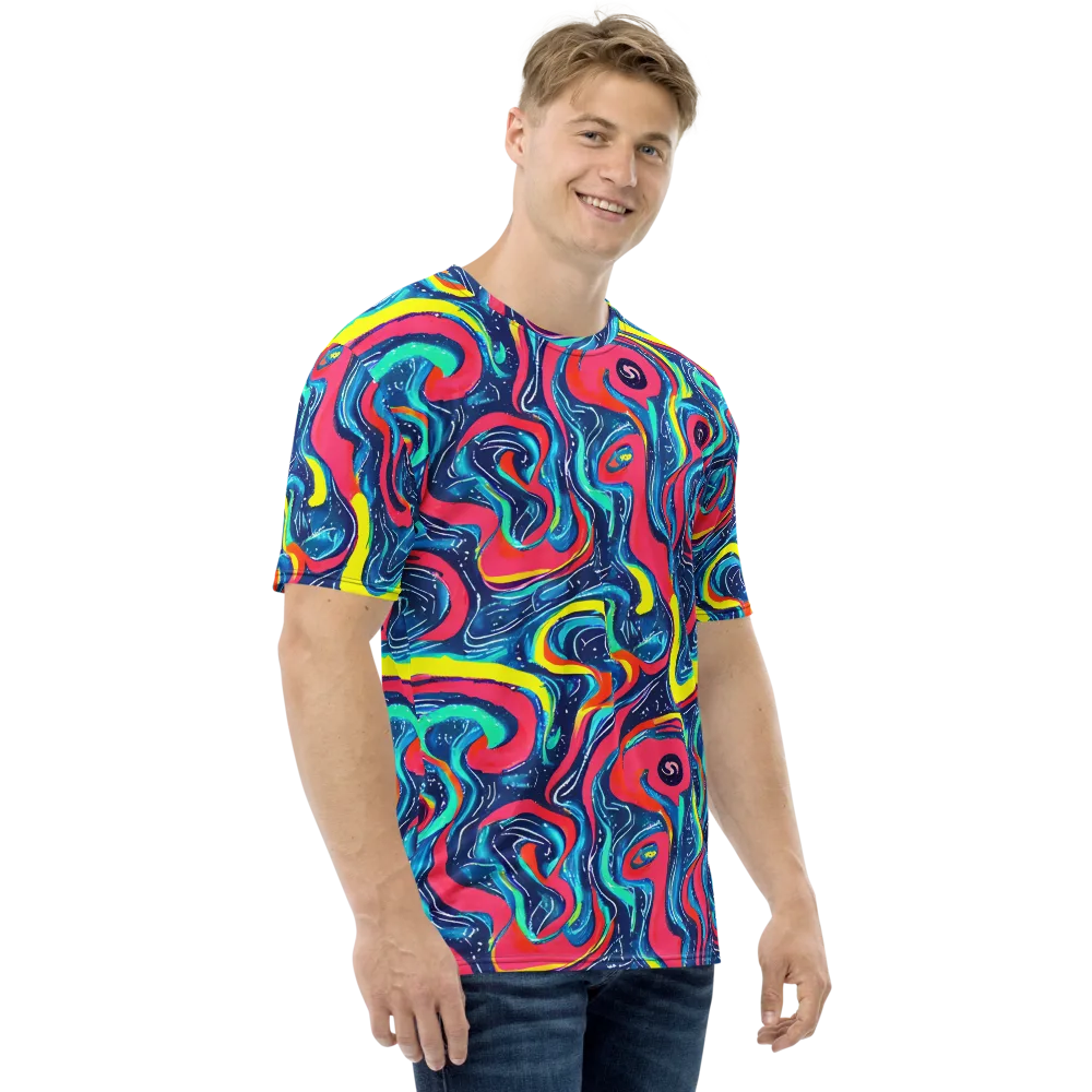 Electric Inkblot on Men's Crew Neck T-Shirt — Right