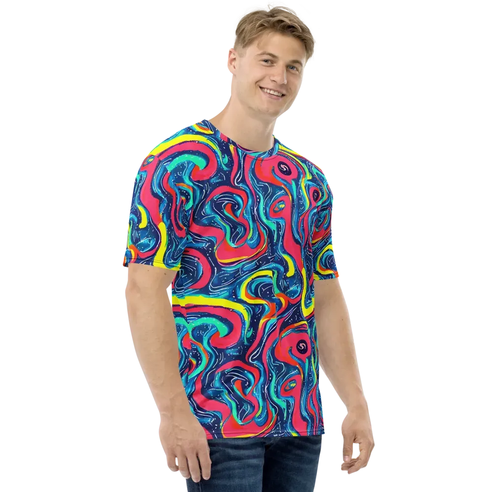 Electric Inkblot on Men's Crew Neck T-Shirt — Right