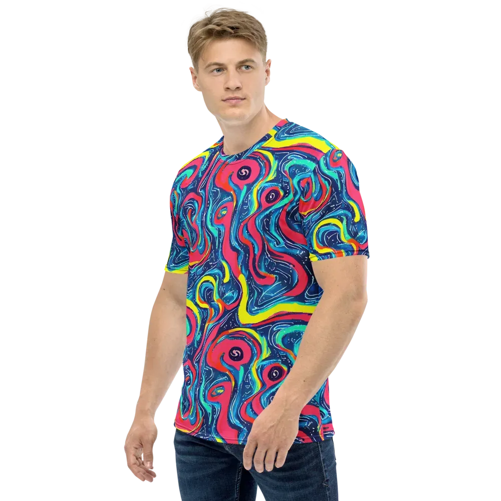 Electric Inkblot on Men's Crew Neck T-Shirt — Left