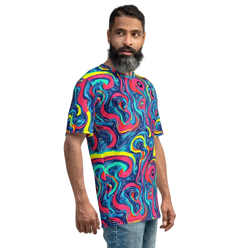 Electric Inkblot on Men's Crew Neck T-Shirt — Right