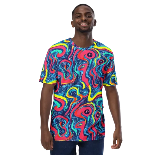 Electric Inkblot on a Men's Crew Neck T-Shirt