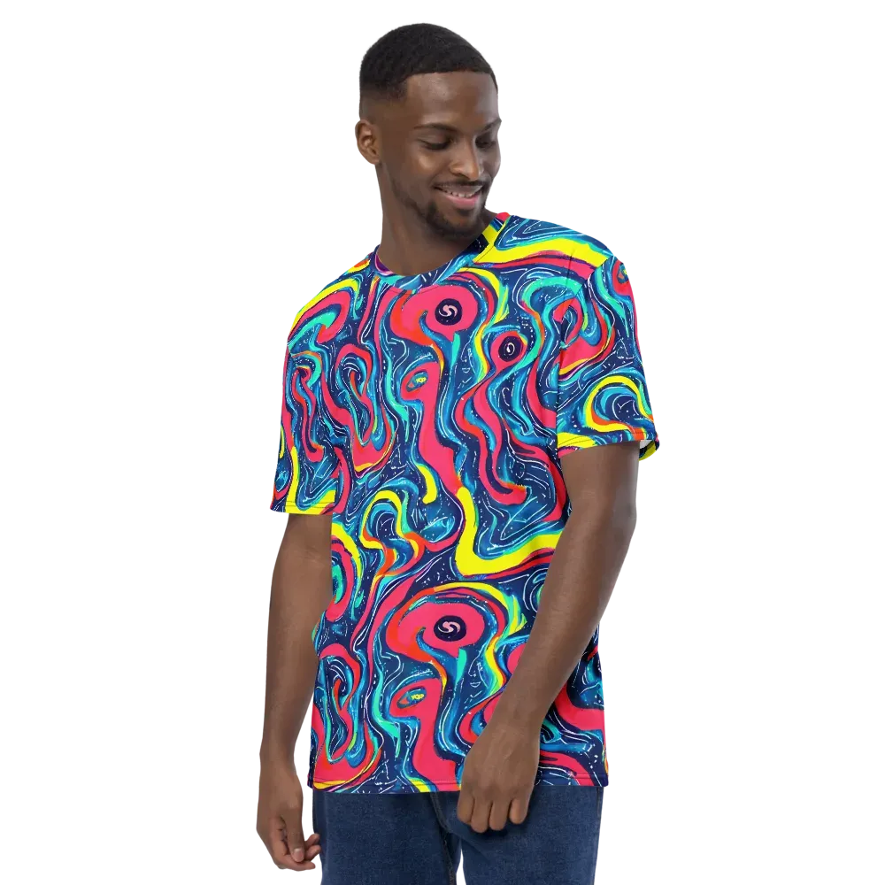 Electric Inkblot on Men's Crew Neck T-Shirt — Left