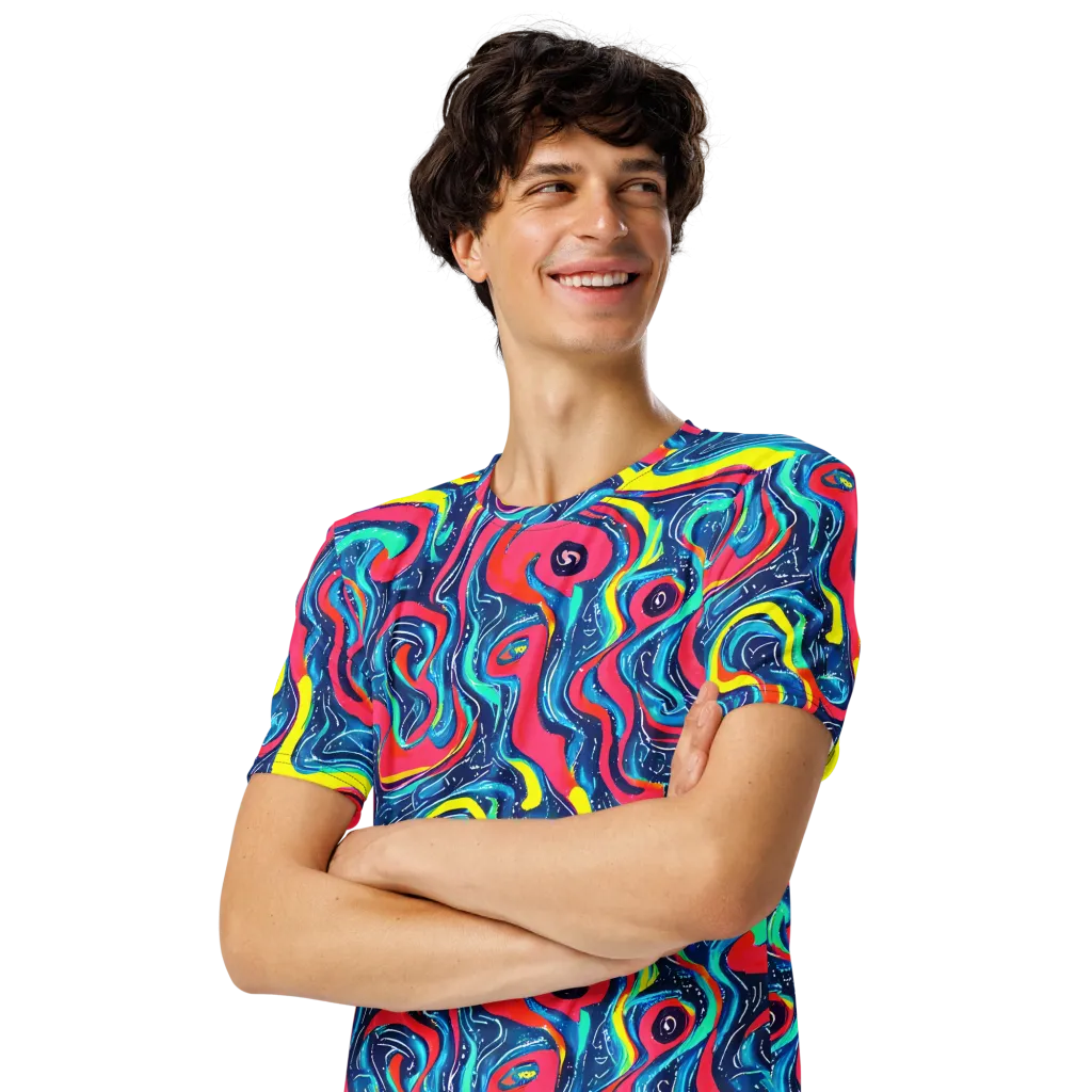 Electric Inkblot on Men's Crew Neck T-Shirt — Left Front
