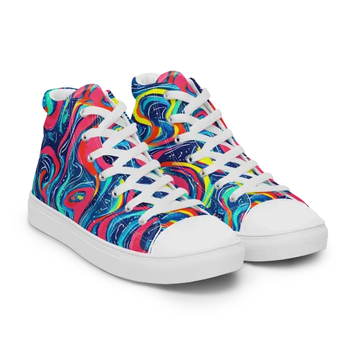 Electric Inkblot on a Men's High Top Canvas Shoes