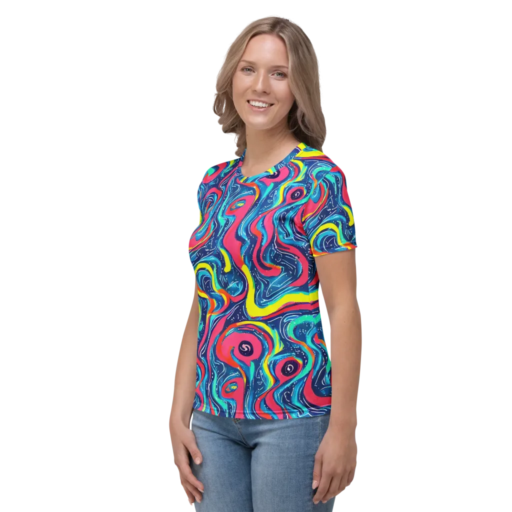 Electric Inkblot on Women's Crew Neck T-Shirt — Left