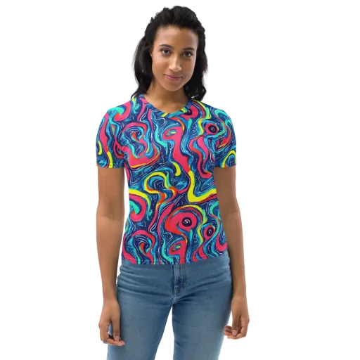 Electric Inkblot on a Women's Crew Neck T-Shirt