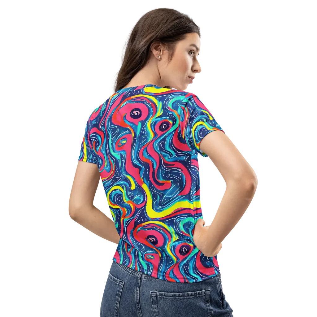 Electric Inkblot on Women's Crew Neck T-Shirt — Back