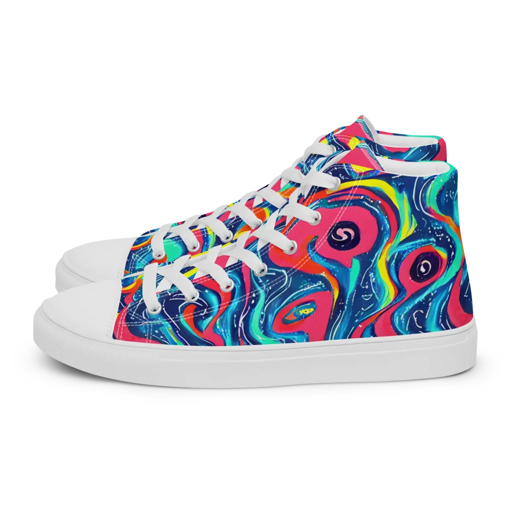 Electric Inkblot on Women's High Top Canvas Shoes — Left