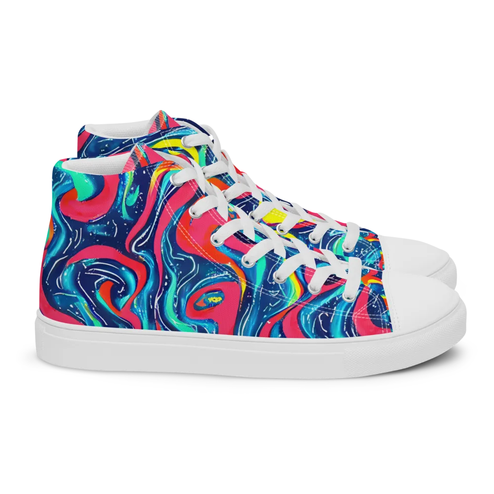 Electric Inkblot on Women's High Top Canvas Shoes — Right