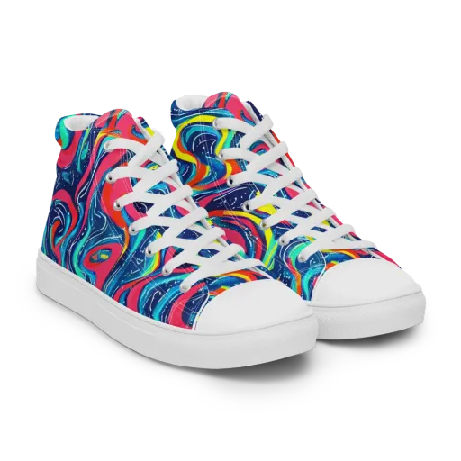 Electric Inkblot on a Women's High Top Canvas Shoes
