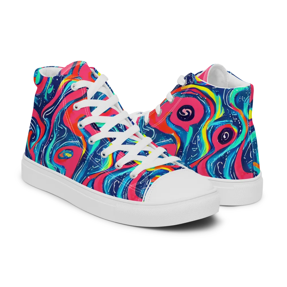 Electric Inkblot on Women's High Top Canvas Shoes — Right