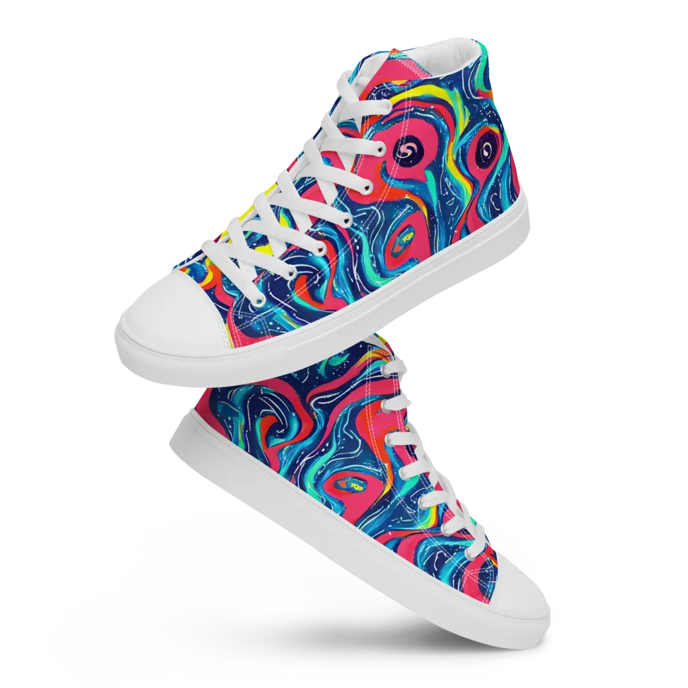 Electric Inkblot on Women's High Top Canvas Shoes — Front