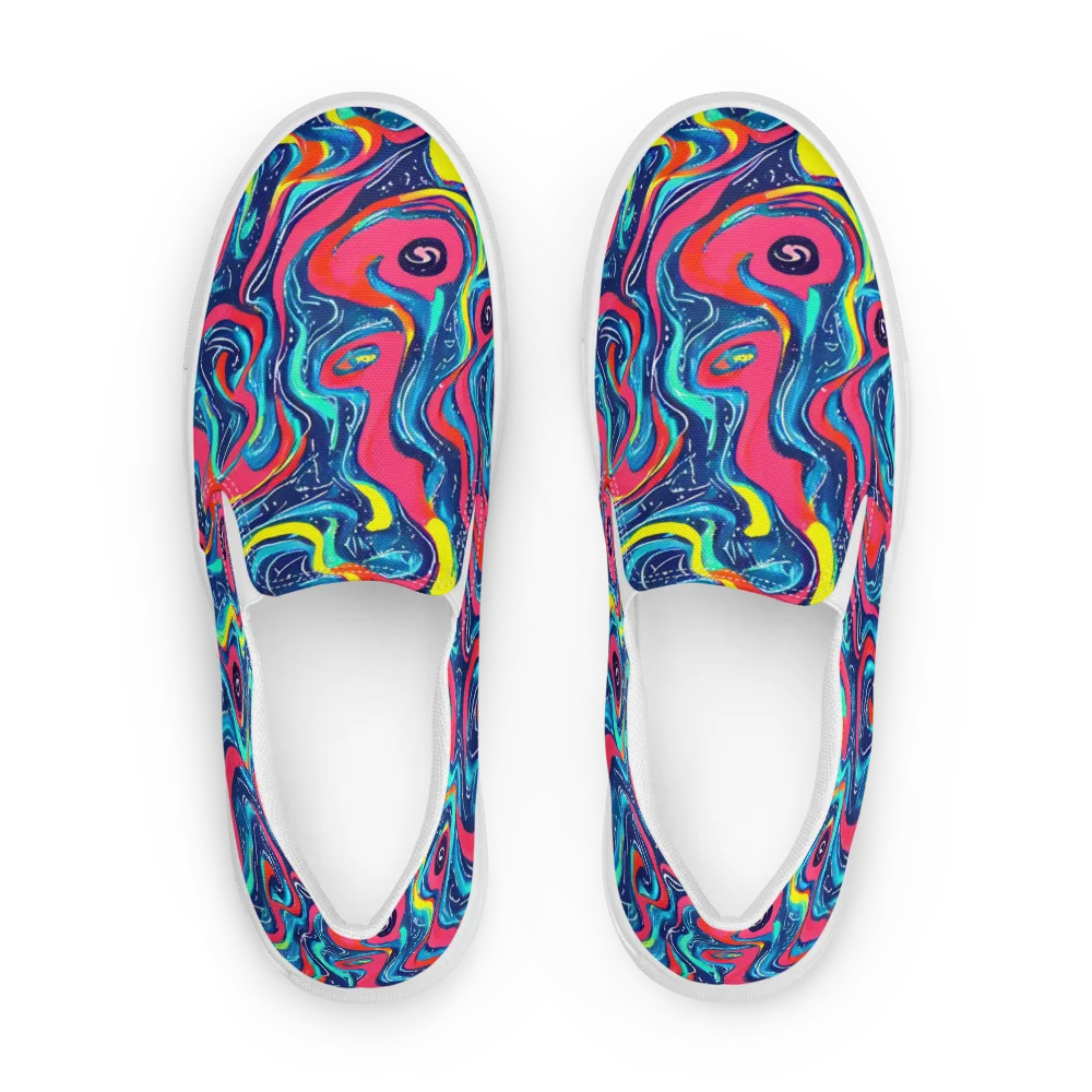 Electric Inkblot on Men's Slip-On Canvas Shoes — Front