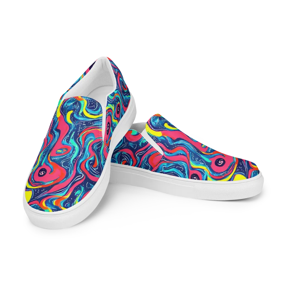 Electric Inkblot on Men's Slip-On Canvas Shoes — Left Front
