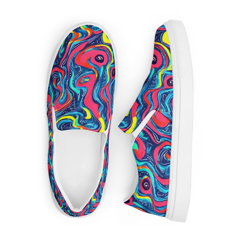Electric Inkblot on Men's Slip-On Canvas Shoes — Front