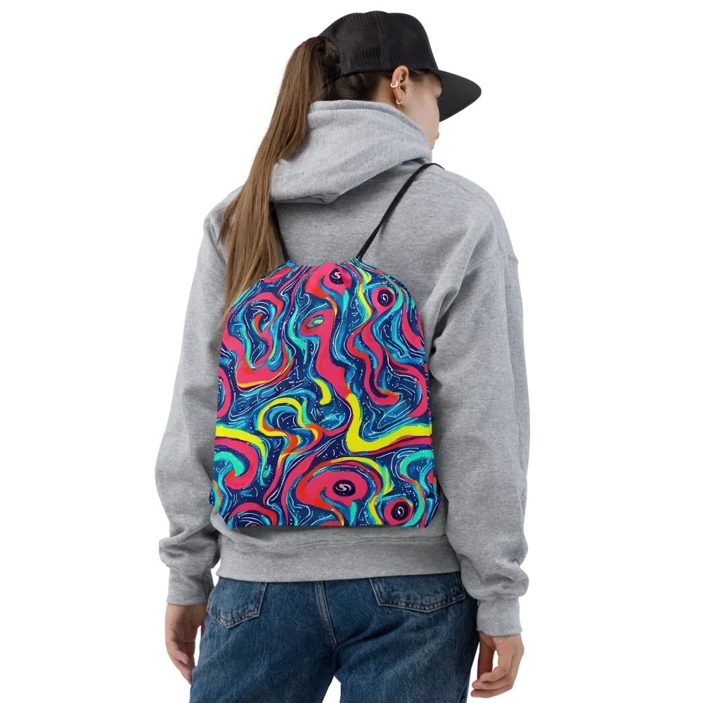 Electric Inkblot on Drawstring Bag — Front
