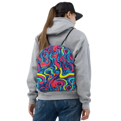 Electric Inkblot on a Drawstring Bag