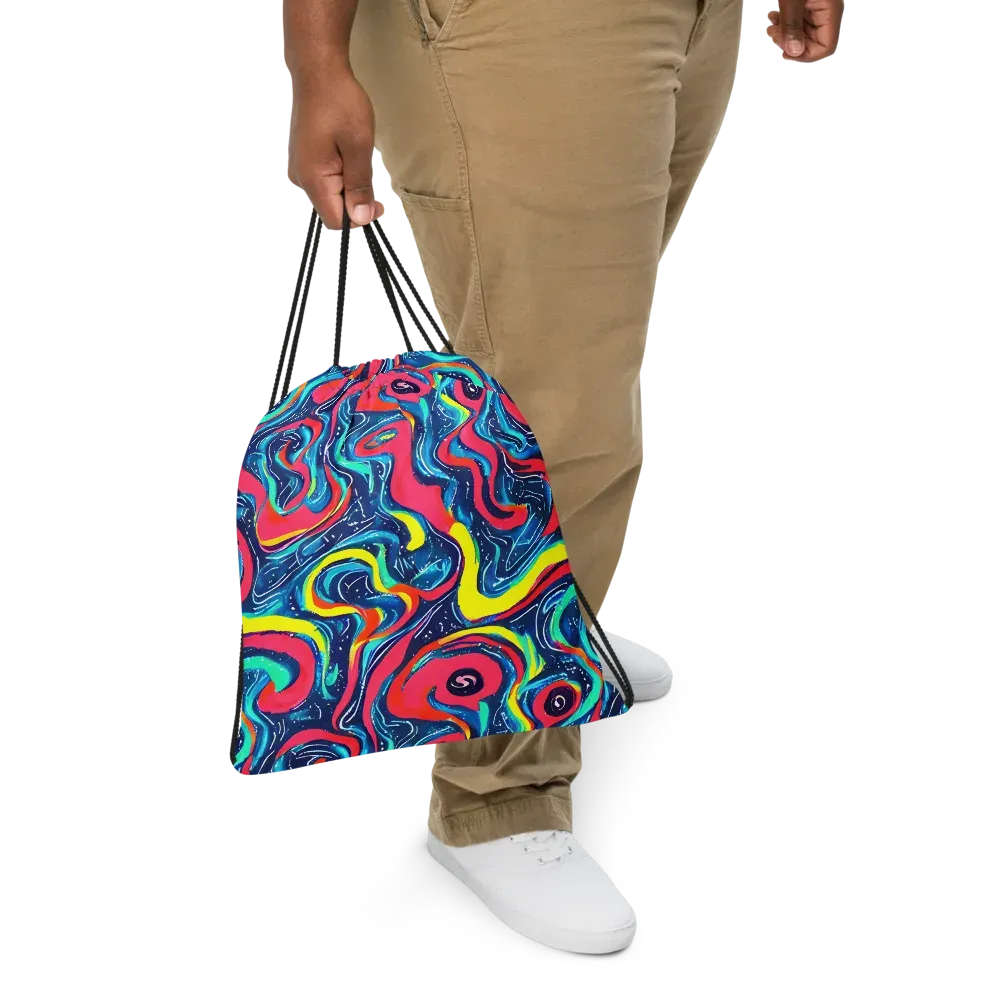 Electric Inkblot on Drawstring Bag — Front