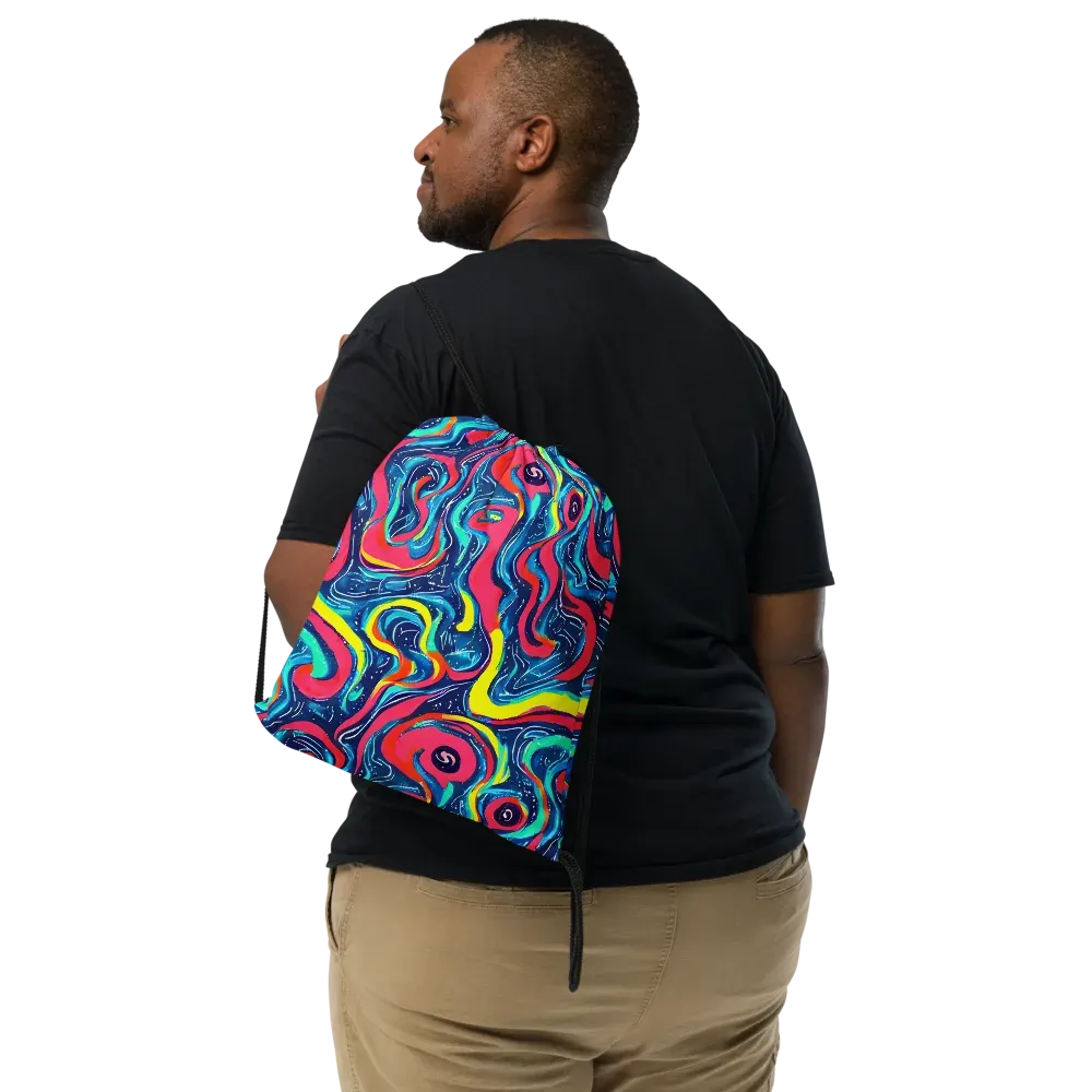 Electric Inkblot on Drawstring Bag — Front
