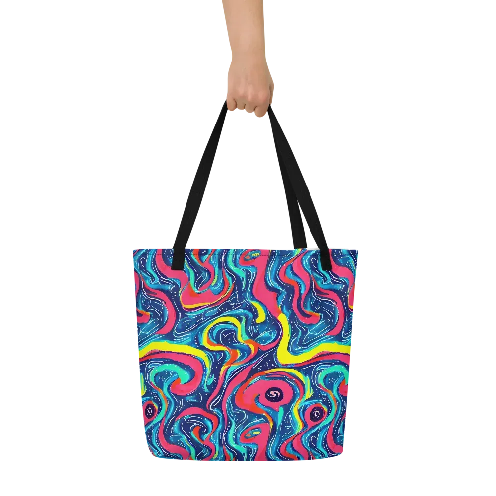Electric Inkblot on Large Tote Bag W/ Pocket — Front