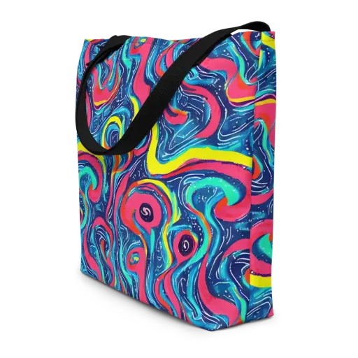 Electric Inkblot on a Large Tote Bag W/ Pocket
