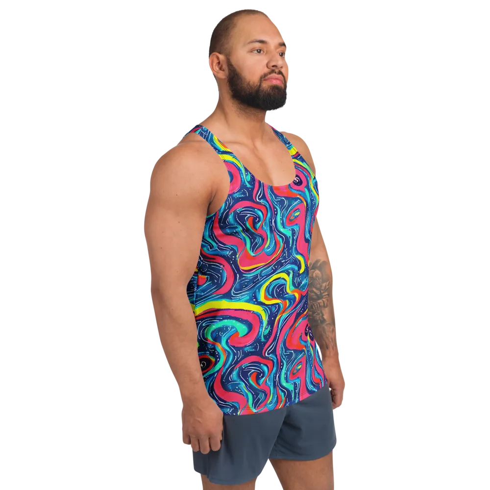 Electric Inkblot on Men's Tank Top — Right Front
