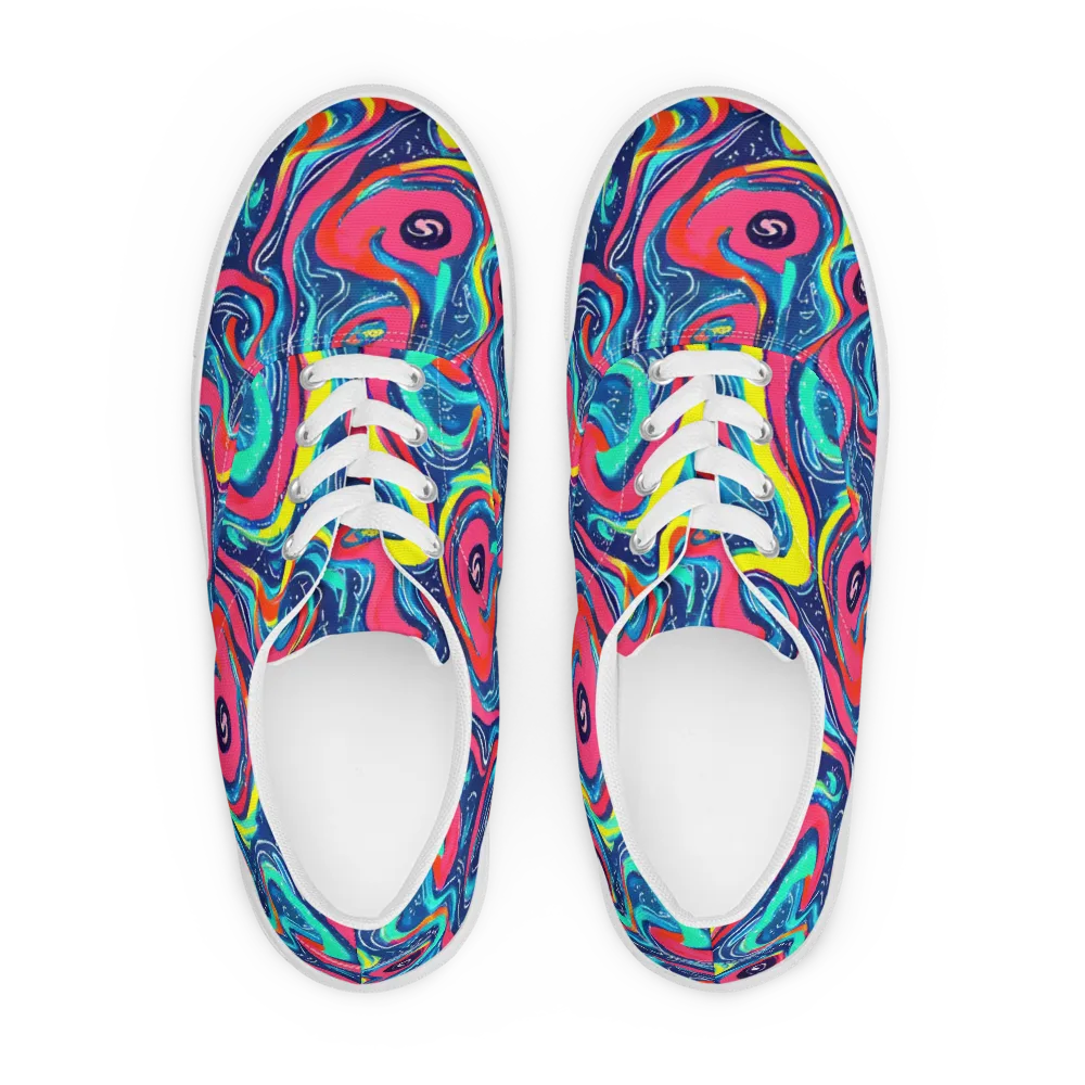 Electric Inkblot on Men's Lace-Up Canvas Shoes — Front