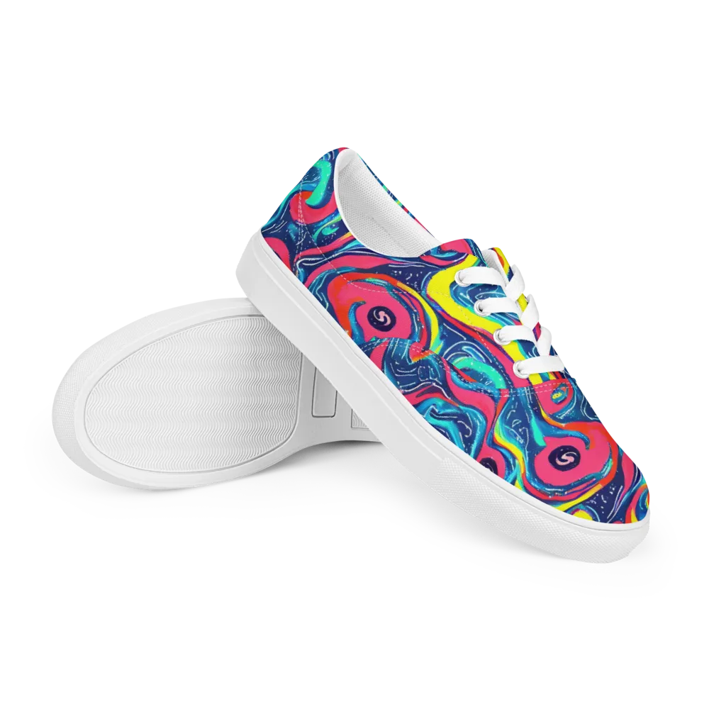 Electric Inkblot on Men's Lace-Up Canvas Shoes — Right Front