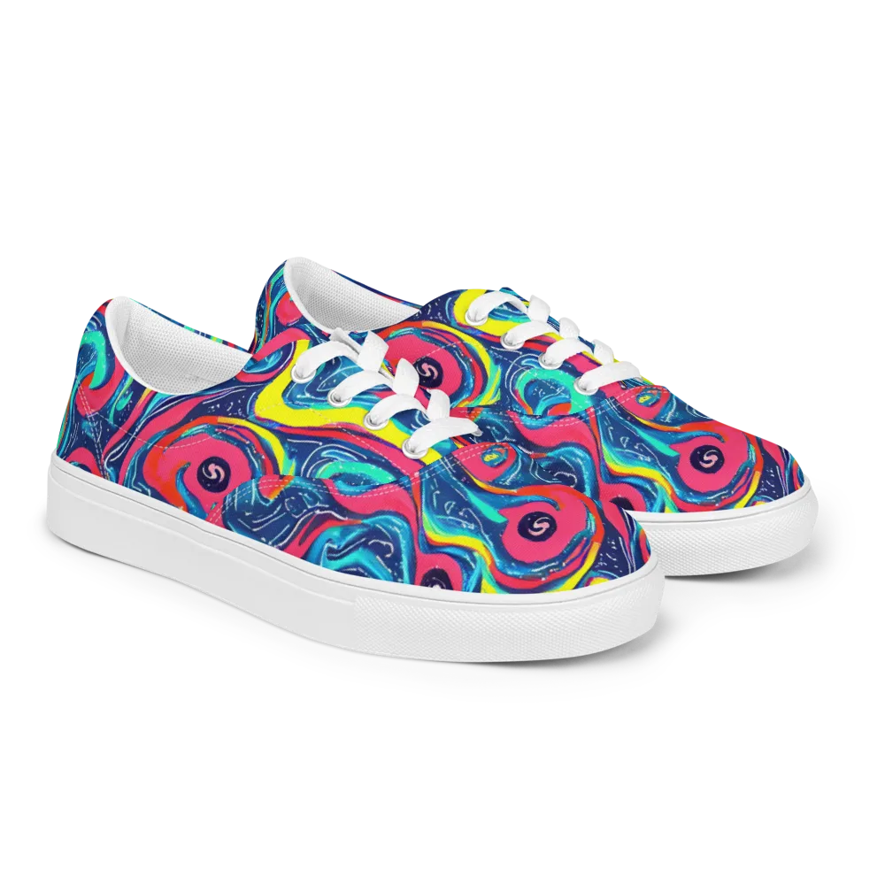 Electric Inkblot on Men's Lace-Up Canvas Shoes — Right Front