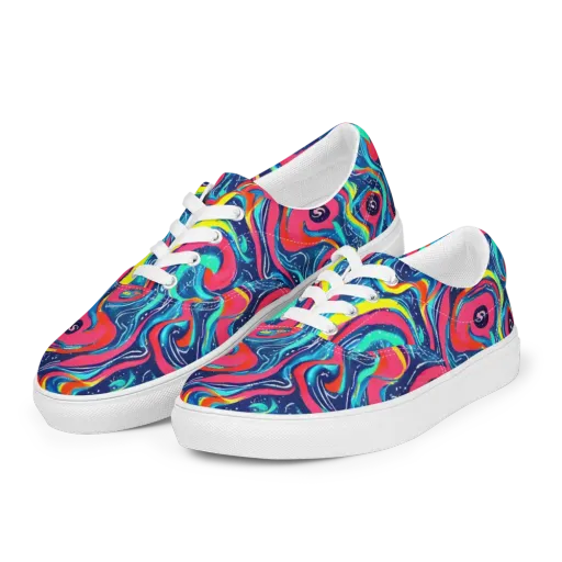 Electric Inkblot on a Men's Lace-Up Canvas Shoes