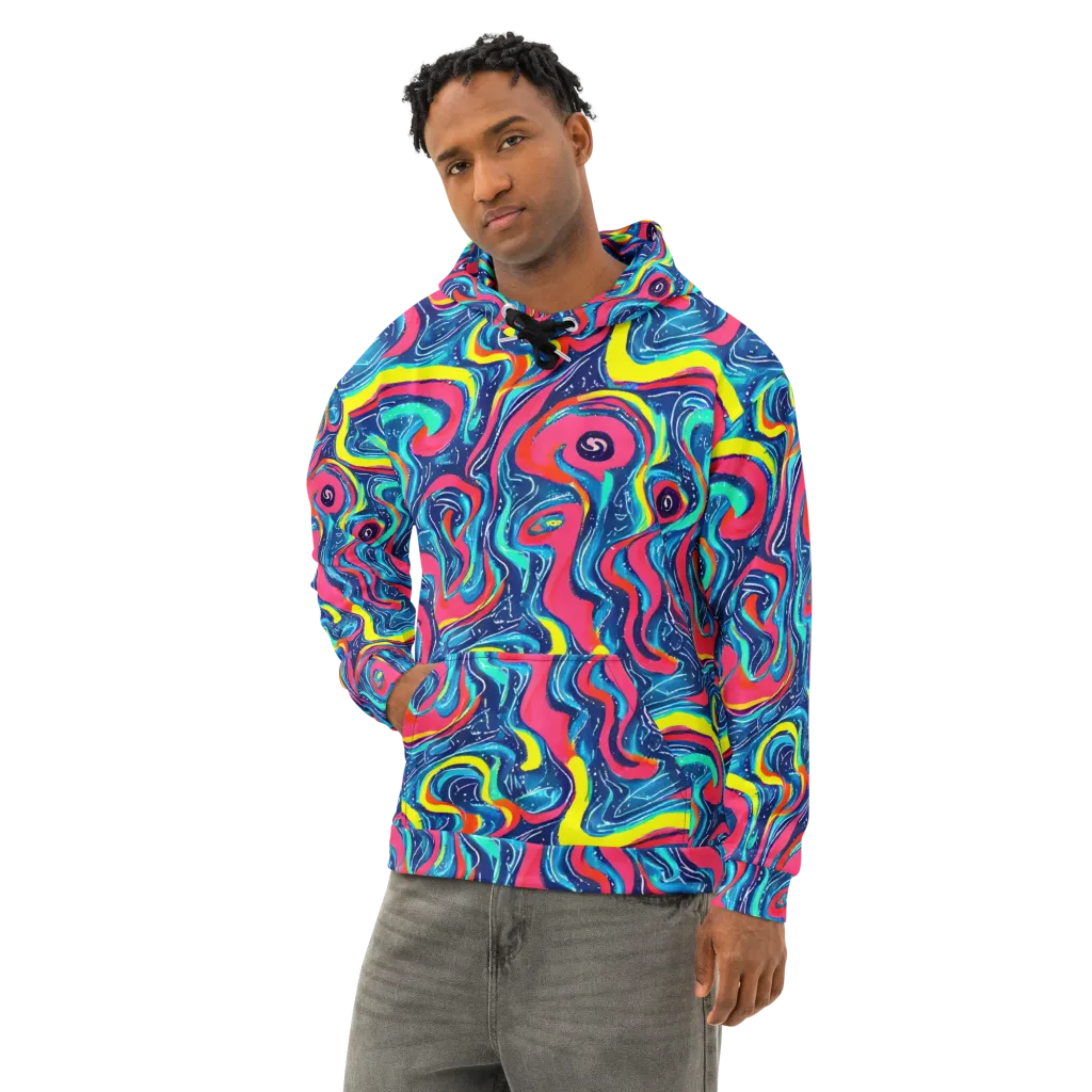 Electric Inkblot on Cotton Hoodie — Left Front