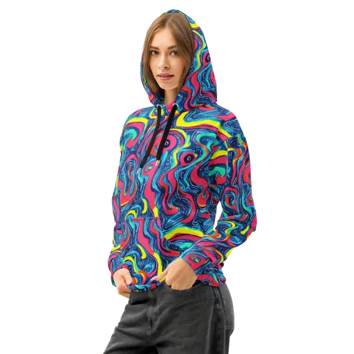 Electric Inkblot on a Cotton Hoodie