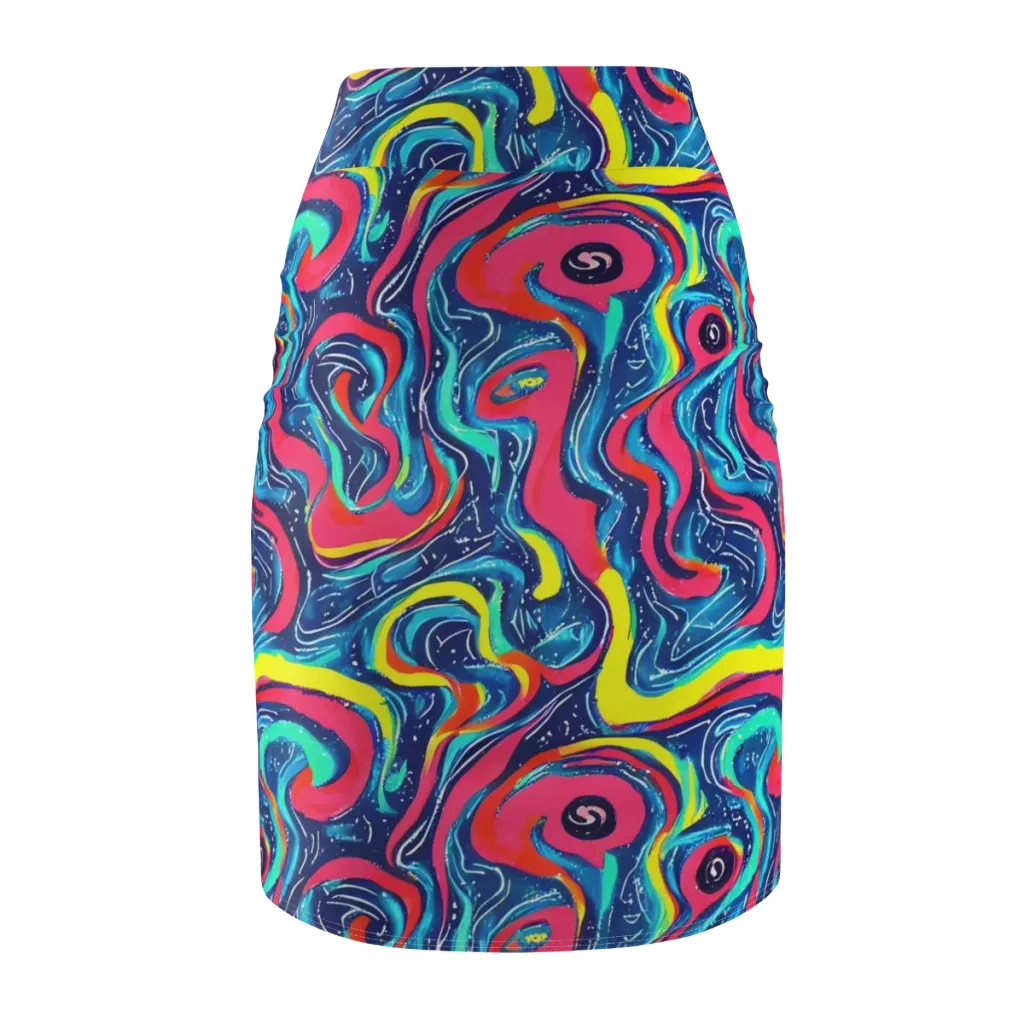 Electric Inkblot on Pencil Skirt — Back